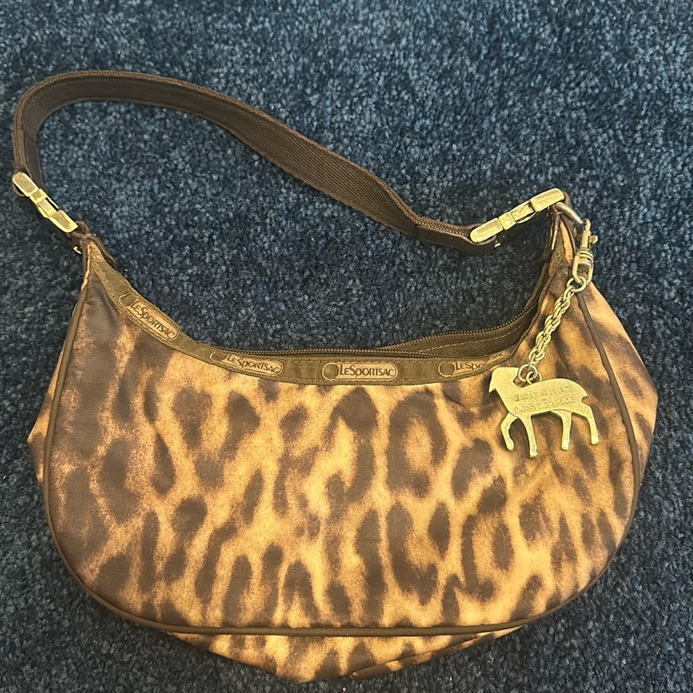 Leopard LAMB Lesportsac mini hobo bag vintage